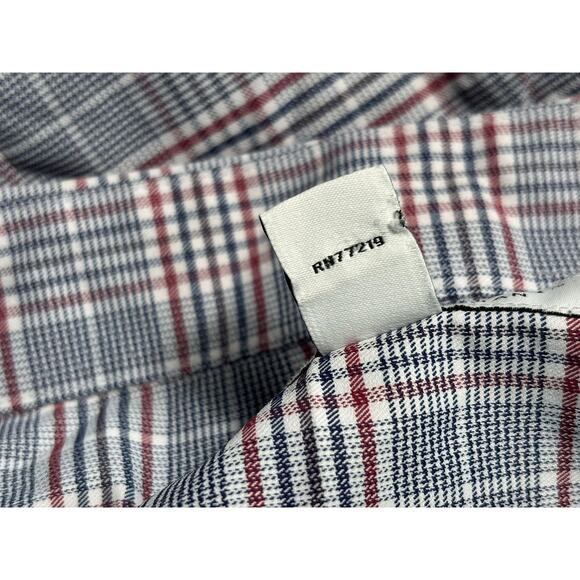 Collection by Michael Strahan Dress Shirt Mens 20 34/35 Blue Plaid Stretch - Picture 6 of 8